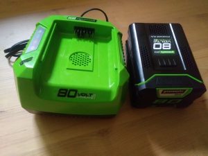 Image of 80 volt battery and charger