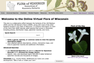 Screenshot of WisFlora homepage.