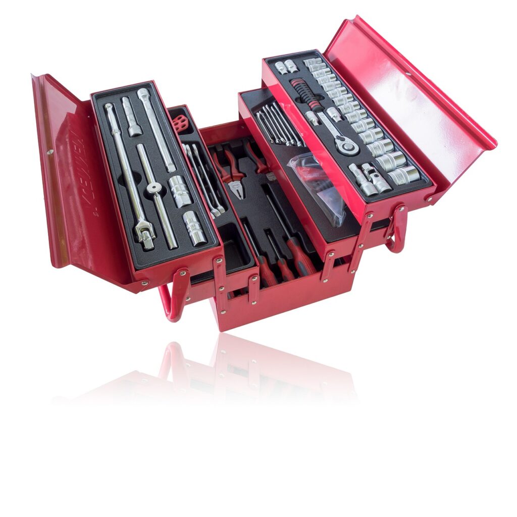Image of toolbox filled with hand tools.